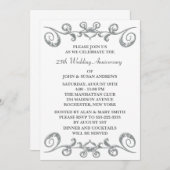 Invitation Noces de mariage 25 ans Silver Swirls (Devant / Derrière)