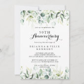 Invitation Noces de mariage 50 ans à l'aquarelle Eucalyptus  (Devant)