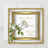 Invitation Noces de mariage 50 ans Blanc Rose Or Élégant (Devant)