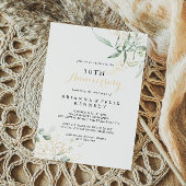 Invitation Noces de mariage 50 ans Feuillage vert or