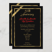 Invitation Noces de mariage 50 ans noir et or (Devant / Derrière)