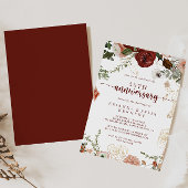 Invitation Noces de mariage 50 ans or floral rustique 