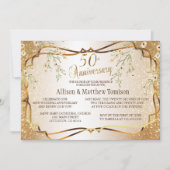 Invitation Noces de mariage 50 ans paillettes dorées | Texte (Devant)