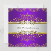 Invitation Noces de mariage 50 ans tourbillon or et pourpre (Devant)