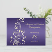 Invitation Noces de mariage 50 ans Tourbillons Violet Or (Debout devant)
