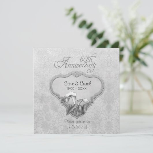 Invitation Noces de mariage 60 ans Silver Calla (Debout devant)