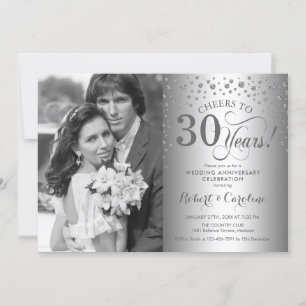 Invitation Noces de mariage Argent 30 ans avec Photo