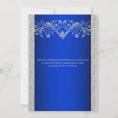 Invitation Noces de mariage argent bleu floral (Dos)