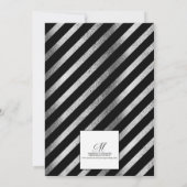 Invitation Noces de mariage Argent Noir Blanc Floral 25 ans (Dos)