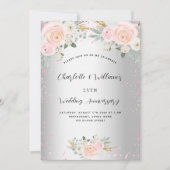 Invitation Noces de mariage argent rose 25 ans (Devant)
