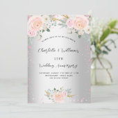 Invitation Noces de mariage argent rose 25 ans (Debout devant)