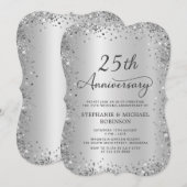 Invitation Noces de Mariage Argentées 25 Ans (Devant / Derrière)