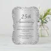 Invitation Noces de Mariage Argentées 25 Ans (Debout devant)