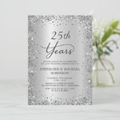 Invitation Noces de Mariage Argentées 25 Ans (Debout devant)