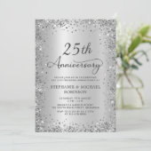 Invitation Noces de Mariage Argentées 25 Ans (Debout devant)