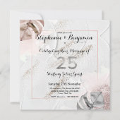 Invitation Noces de mariage argentées 25 ans Élégant scintill (Devant)