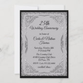 Invitation Noces de Mariage Argentées et Grises Ornées (Devant)