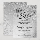 Invitation Noces de mariage d'argent 25 ans (Devant / Derrière)