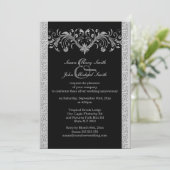 Invitation Noces de mariage d'argent noir fiançailles (Debout devant)