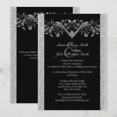 Invitation Noces de mariage d'argent noir fiançailles (Devant / Derrière)