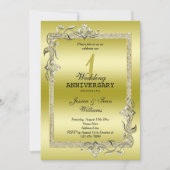 Invitation Noces de mariage de 1ère Anniversaire Or Gemme & P (Devant)