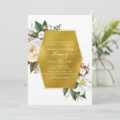 Invitation Noces de mariage de 50 ans à motif floral géométri (Debout devant)