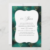 Invitation Noces de mariage de 60 ans sarcelle et or (Devant)