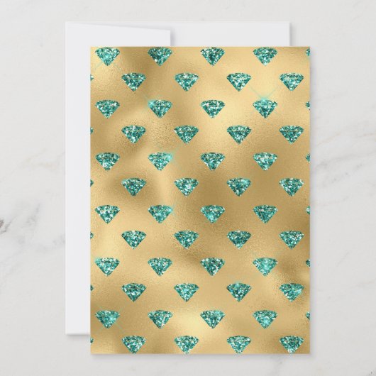 Invitation Noces de mariage de 60 ans sarcelle et or (Dos)