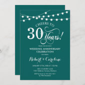 Invitation Noces de mariage émeraude 30 ans (Devant / Derrière)