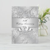 Invitation Noces de Mariage Fleur et Ruban d'Argent 25 Ans (Debout devant)