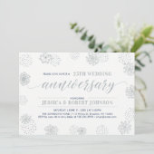 Invitation Noces de Mariage Fleur Moderne Argent 25 Ans (Debout devant)