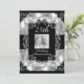 Invitation Noces de mariage Floral Argent 25 ans (Debout devant)