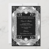 Invitation Noces de mariage Floral Argent 25 ans (Dos)
