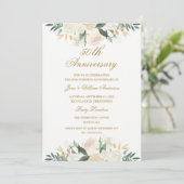 Invitation Noces de mariage florales en or 50 ans (Debout devant)