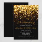 Invitation Noces de mariage Hollywood Glam Or Noir 5e anniver (Devant / Derrière)