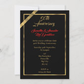 Invitation Noces de mariage noir et or 50 ans (Devant)
