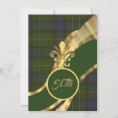 Invitation Noces de mariage or tartan vert (Dos)
