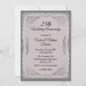 Invitation Noces de Mariage Orné Argent et Bleu (Devant)