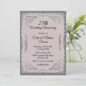 Invitation Noces de Mariage Orné Argent et Bleu (Debout devant)