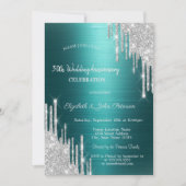 Invitation Noces de Mariage Paillettes Vertes (Devant)