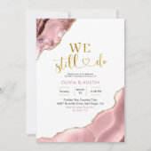 Invitation Noces de mariage rose et agate dorée (Devant)