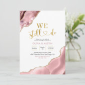 Invitation Noces de mariage rose et agate dorée (Debout devant)