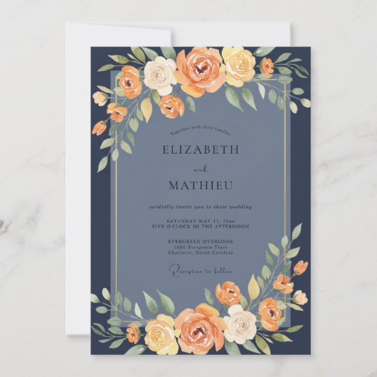 Invitation Noces de marigold slate (Devant)