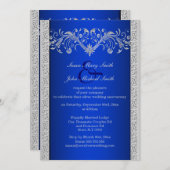 Invitation Noces de noces d'argent bleues florales (Devant / Derrière)