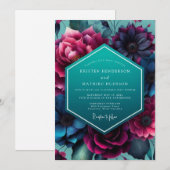 Invitation Noces de Nuit Turquoise Magenta (Devant / Derrière)