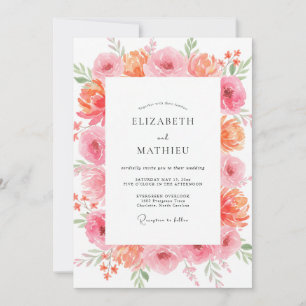 Invitation Noces de Paeonie Corail Saumon
