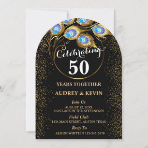 Invitation Noces de Peacock à 50 ans de mariage