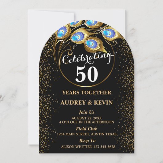 Invitation Noces de Peacock à 50 ans de mariage (Devant)