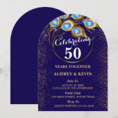 Invitation Noces de Peacock à 50 ans de mariage (Devant / Derrière)