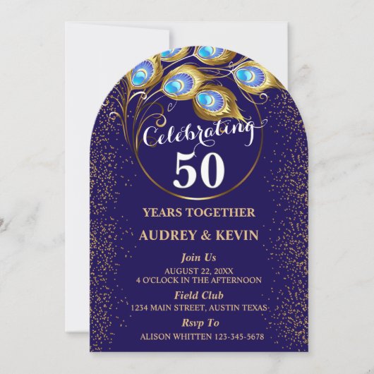 Invitation Noces de Peacock à 50 ans de mariage (Devant)